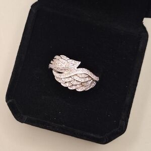 Diamonique Sterling Silver Angel Wings Ring – Size 6 (QVC)